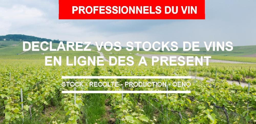 Professionnels du vin<br><b>Dclarez vos stocks en ligne ds  prsent</b>