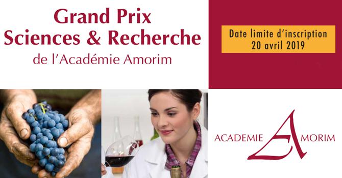 Appel  candidatures<br><b>Grand Prix Sciences et Recherche 2019 de l'Acadmie Amorim</b>